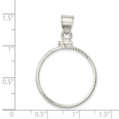Wideband Distinguished Coin Jewelry Sterling Silver Polished and Diamond-cut 24.1 x 1.7mm $0.25 Screw Top Coin Bezel Pendant