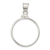 Wideband Distinguished Coin Jewelry Sterling Silver Polished and Diamond-cut 24.1 x 1.7mm $0.25 Screw Top Coin Bezel Pendant