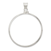 Wideband Distinguished Coin Jewelry Sterling Silver Polished and Diamond-cut 40.6 x 3.1mm Screw Top Coin Bezel Pendant