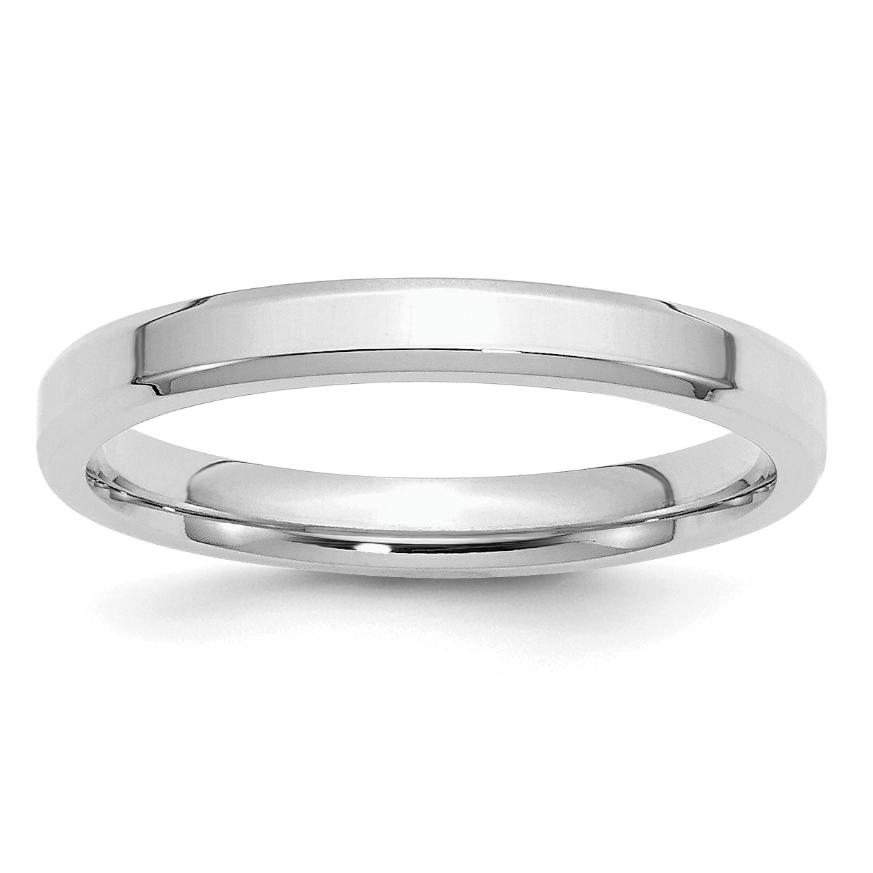 SS Rhodium-plated 3mm Bevel Edge Size 13.5 Band