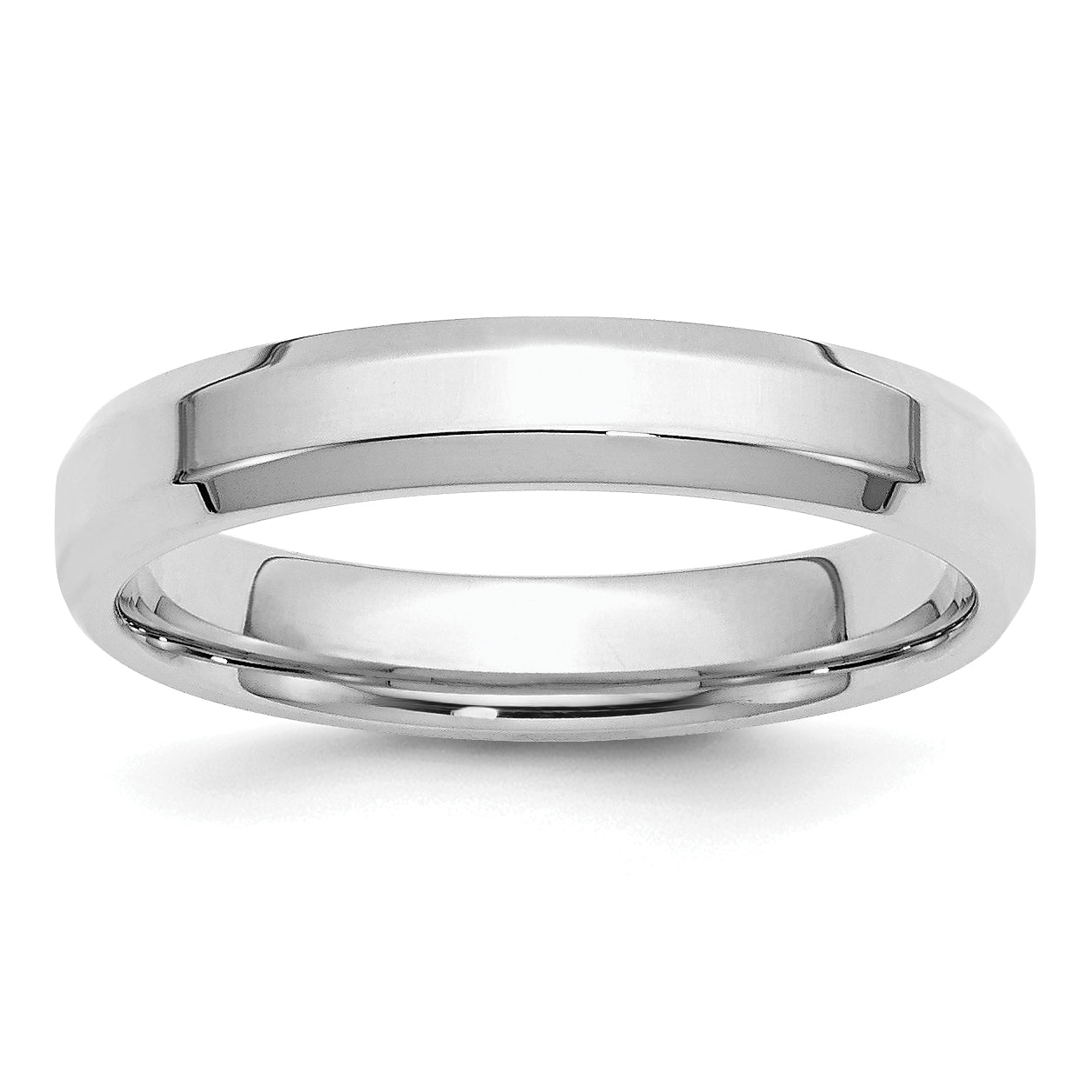 SS Rhodium-plated 4mm Bevel Edge Size 9.5 Band