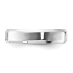 SS Rhodium-plated 5mm Bevel Edge Size 9.5 Band