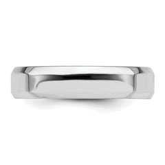 SS Rhodium-plated 5mm Bevel Edge Size 9.5 Band