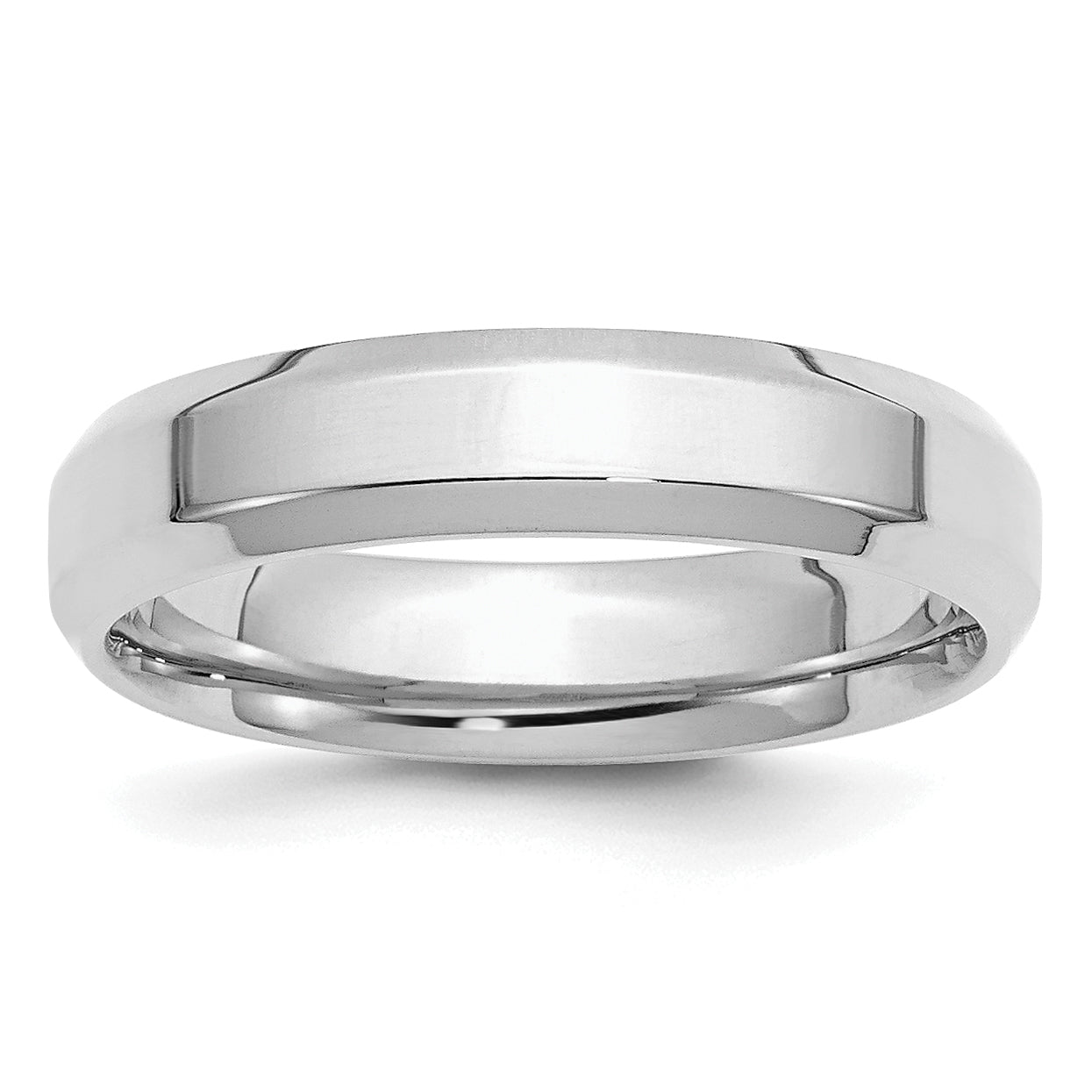 SS Rhodium-plated 5mm Bevel Edge Size 9.5 Band