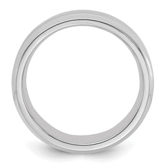 Sterling Silver Rhodium-plated 6mm Bevel Edge Size 13.5 Band