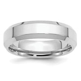 Sterling Silver Rhodium-plated 6mm Bevel Edge Size 13.5 Band