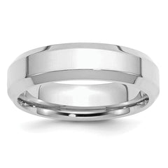 Sterling Silver Rhodium-plated 6mm Bevel Edge Size 13.5 Band