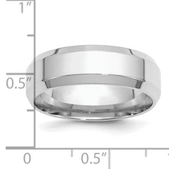 SS Rhodium-plated 7mm Bevel Edge Size 9.5 Band