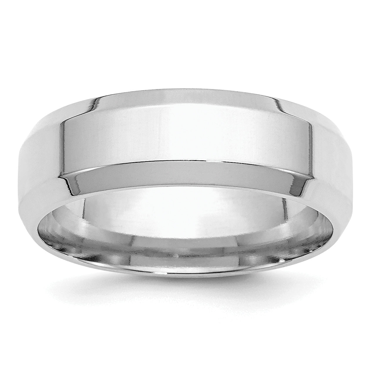 SS Rhodium-plated 7mm Bevel Edge Size 9.5 Band