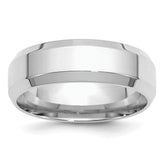 SS Rhodium-plated 7mm Bevel Edge Size 9.5 Band