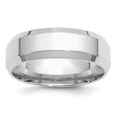 SS Rhodium-plated 7mm Bevel Edge Size 9.5 Band