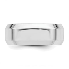 SS Rhodium-plated 8mm Bevel Edge Size 9.5 Band