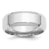 SS Rhodium-plated 8mm Bevel Edge Size 9.5 Band