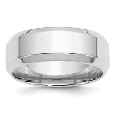 SS Rhodium-plated 8mm Bevel Edge Size 9.5 Band
