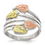 Sterling Silver Rhod-pltd With 12K Accents Black Hills Leaves Bypass Ring