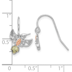 Sterling Silver Rhod-pltd With 12K Accents Hummingbird Dangle Earrings