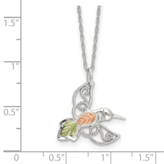 Sterling Silver Rhod-pltd With 12K Accents Hummingbird 18in Necklace