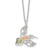 Sterling Silver Rhod-pltd With 12K Accents Hummingbird 18in Necklace