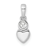 Sterling Silver Rhodium-plated Polished White Topaz Heart Pendant