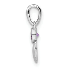 Sterling Silver Rhodium-plated Polished Amethyst Heart Pendant