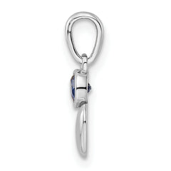 Sterling Silver Rhodium-plated Lab Created Sapphire Heart Pendant
