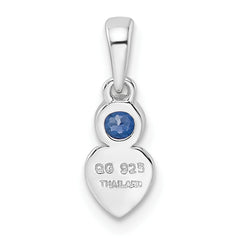 Sterling Silver Rhodium-plated Lab Created Sapphire Heart Pendant