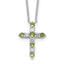August Green Cubic Zirconia Birthstone Cross Necklace in Sterling Silver, 15 Inch - Sophia Jewelers