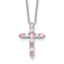 October Pink Cubic Zirconia Birthstone Cross Necklace in Sterling Silver, 15 Inch - Sophia Jewelers