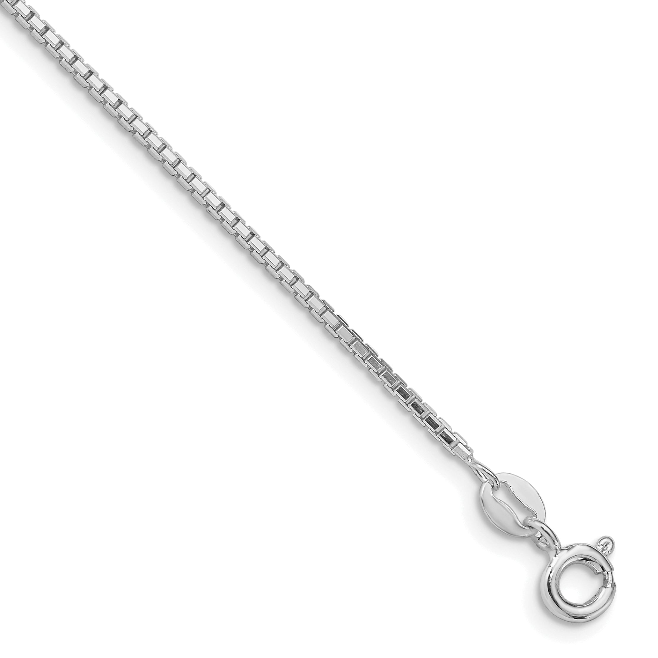 Sterling Silver Rhodium-plated 1.35mm 8 Sided Diamond-cut Box Chain