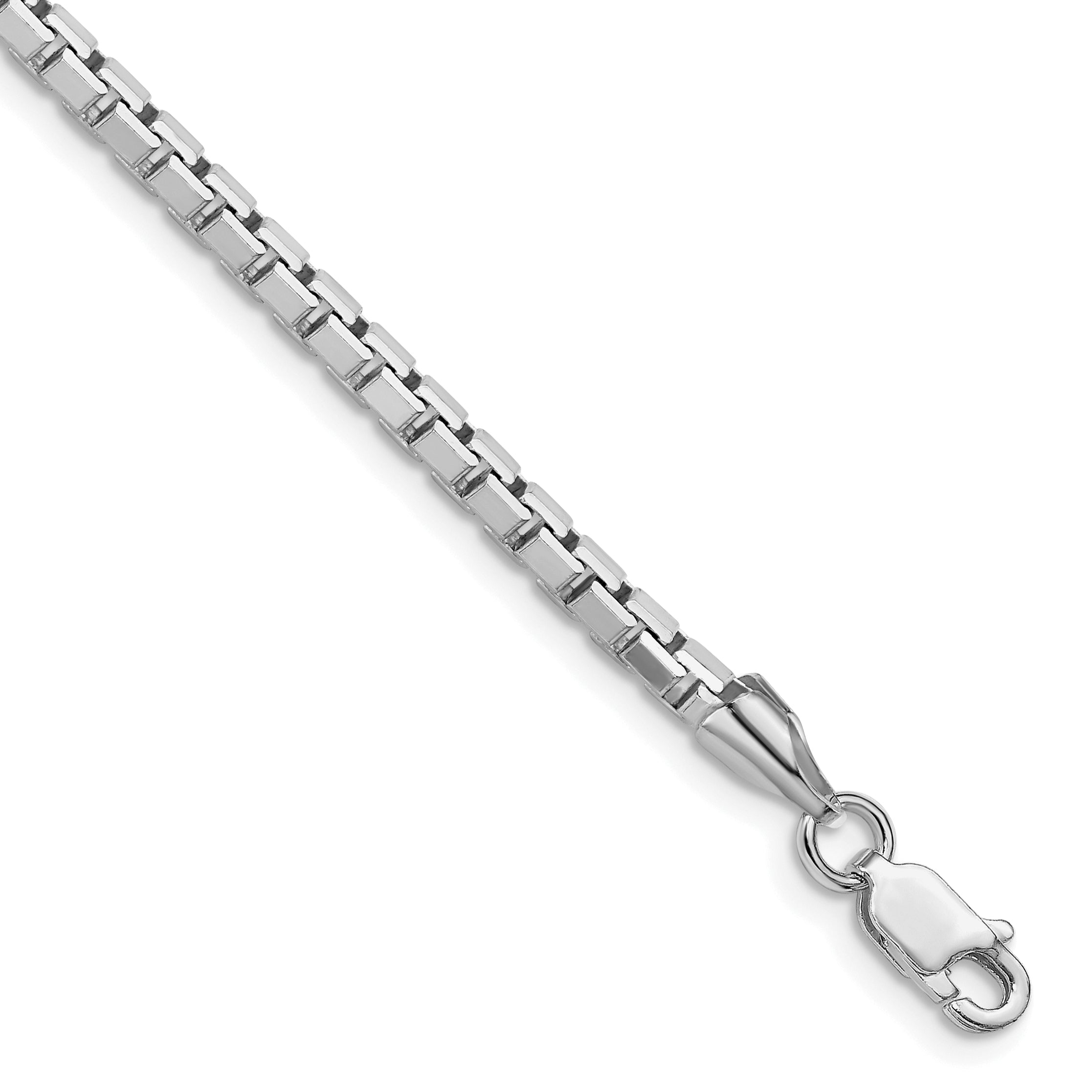 Sterling Silver Rhodium-plated 2.9mm 8 Sided Diamond-cut Box Chain