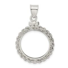 Wideband Distinguished Coin Jewelry Sterling Silver Polished Rope 19.1 x 1.5mm $0.01 Screw Top Coin Bezel Pendant