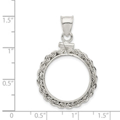 Wideband Distinguished Coin Jewelry Sterling Silver Polished Rope 19.1 x 1.5mm $0.01 Screw Top Coin Bezel Pendant