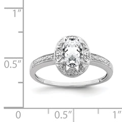 Sterling Silver Rhodium-plated Diam. & White Topaz Ring