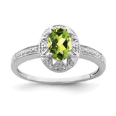 Sterling Silver Rhodium-plated Diam. & Peridot Ring