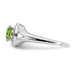 Sterling Silver Rhodium-plated Diam. & Peridot Ring