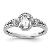 Sterling Silver Rhodium-plated White Topaz & Diam. Ring