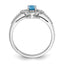 Sterling Silver Rhodium-plated Light Swiss Blue Topaz & Diam. Ring