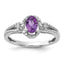 Sterling Silver Rhodium-plated Amethyst & Diam. Ring