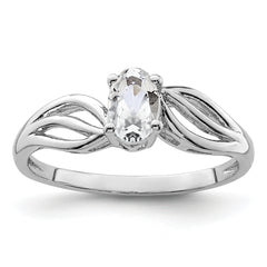 Sterling Silver Rhodium-plated White Topaz Ring