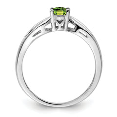 Sterling Silver Rhodium-plated Peridot Ring