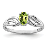 Sterling Silver Rhodium-plated Peridot Ring