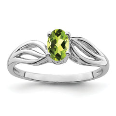 Sterling Silver Rhodium-plated Peridot Ring
