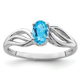 Sterling Silver Rhodium-plated Light Swiss Blue Topaz Ring