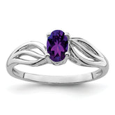 Sterling Silver Rhodium-plated Amethyst Ring