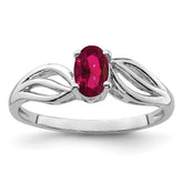 Sterling Silver Rhodium-plated Created Ruby Ring
