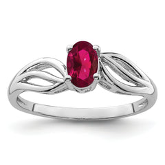 Sterling Silver Rhodium-plated Created Ruby Ring
