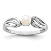 Sterling Silver Rhodium-plated FW Cultured Pearl Ring