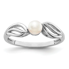 Sterling Silver Rhodium-plated FW Cultured Pearl Ring