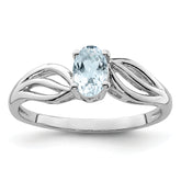 Sterling Silver Rhodium-plated Aquamarine Ring