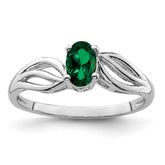 Sterling Silver Rhodium-plated Created Emerald Ring